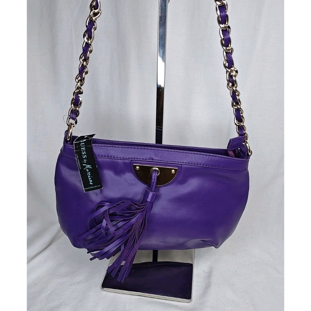 GUESS by Marciano Purple Leather Chain Shoulder Bag Purse Tassel NWT PM12GM073